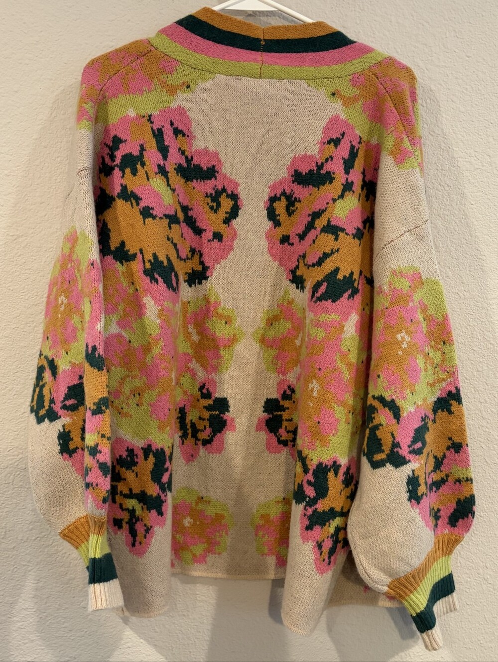 NEW Hudson Gray Womens Multicolor Floral Thick Open Front Cardigan Sweater Large - Picture 2 of 5